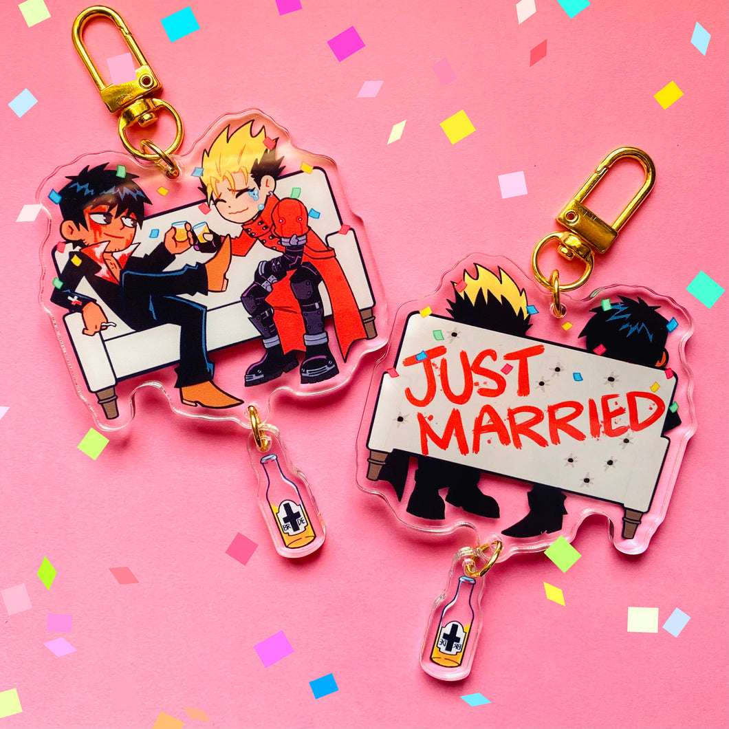 JUST MARRIED Vashwood acrylic keychain