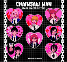 Load image into Gallery viewer, Chainsaw Man Heart Shaped Buttons
