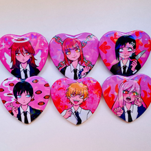 Load image into Gallery viewer, Chainsaw Man Heart Shaped Buttons
